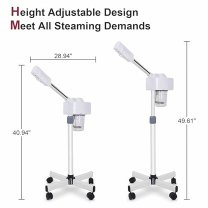 Saicool Professional Facial Steamer - Standing Ozone Facial Steamer on Wheels w Hot Mist for Facial Treatment Personal Care for Spa Salon Home Use - size: Professional Facial Steamer