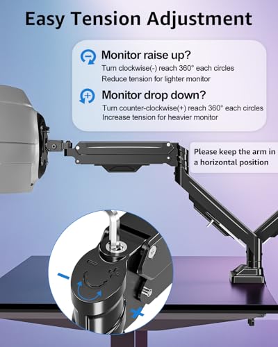 MOUNTUP Dual Monitor Stand for Max 43 inch Screens, Ultrawide Monitor Arm Height Adjustable, Heavy Duty Dual Monitor Mount, Full Motion Premium Monitors Arm, Holds 2.2 to 33 lbs, VESA Desk Mount