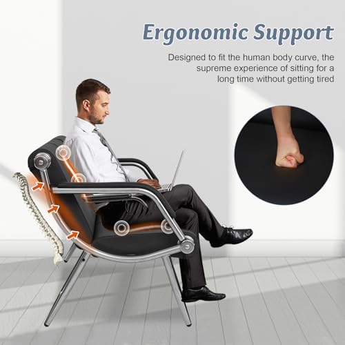 Kinsuite 4-Seat Waiting Room Chairs with PU Leather - 3Pcs Office Waiting Room Chair Reception Bench, for Airport Office Hospital School Bank, Black - size: 1-seat*2+2-seat