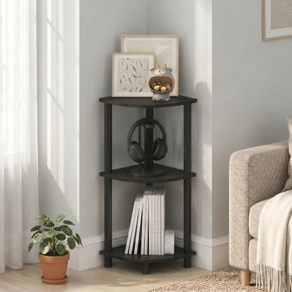 Furinno Turn-N-Tube Toolless Assembly 3-Tier Storage Shelves, Espresso - color: Espresso/Black, size: 3-Tier