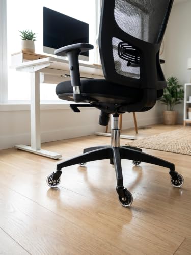 Office Chair Wheels - Replacement Rubber Wheels - Universal Fit 3 Inch Casters, Heavy-Duty Computer Gaming Chair Casters, Smooth & Safe Rolling Noise (Not for 1KEA) (10 Pack Black & Clear) - style: 10 Pack Black & Clear