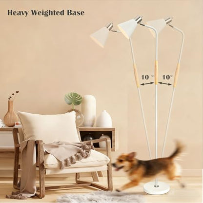 Adjustable Reading Floor Lamp,360°Rotatable Shade,3CCT LED Bulb Include,White - color: White Metal Shade