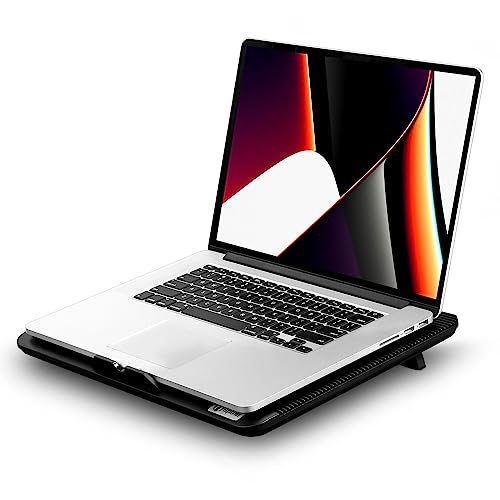 Laptop Cooling Pad, Mspine Laptop Cooler with 3 Blue Silent Fans, Ergonomic USB Powered Laptop Stand with Dual USB 2.0 Ports, Height-Adjustable Notebook Cooler for Notebook Under 17"- Black