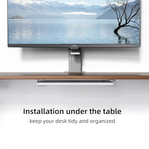 ELETIUO Clear Wall & Under Desk Laptop Mount Holder–Adhesive & Screw in,1.02"/ 26 mm,Anti-Scratch Pads,Universal for MacBooks,Surface,Keyboards,Tablets,Switch &More - color: Transparent