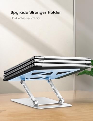 Aoviho Adjustable Laptop Stand for Desk,Portable Laptop Stand Holder and Riser,Foldable Aluminum Notebook Computer Stands for MacBook Air Pro HP Lenovo Dell Samsung, 10-15.6 inch (Sky Blue-Silver) - color: Sky Blue-Silver