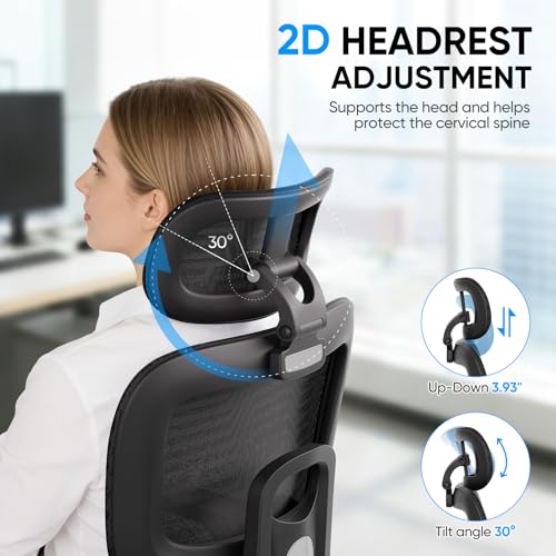 MoNiBloom Ergonomic Office Chair, High Back Mesh Desk Chair for Home, Black