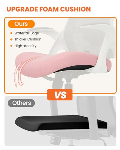 NEO CHAIR Office Chair with Adjustable Ergonomic Lumbar Headrest, Pink - color: Pink, size: With Headrest