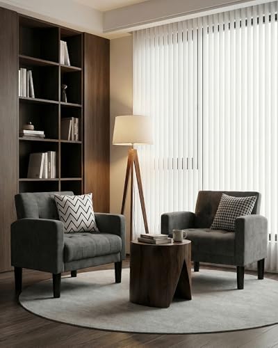 TYBOATLE Dark Grey Accent Chairs Set of 2, Tufted Armchairs for Living Room - color: Dark Grey, size: 30.9inch-2