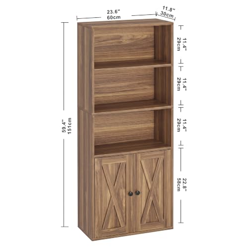 IRONCK Industrial Bookshelves and Bookcases with Doors and Shelves - color: Oak Brown