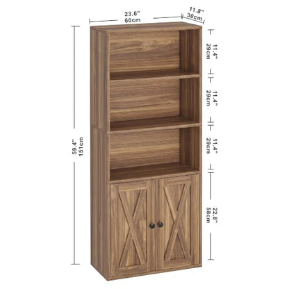 IRONCK Industrial Bookshelves and Bookcases with Doors and Shelves - color: Oak Brown