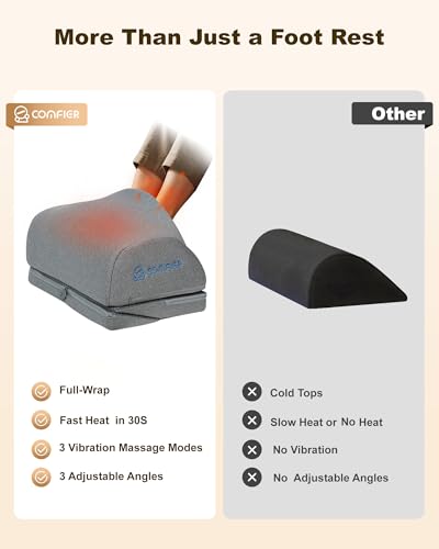Comfier Foot Rest Under Desk at Work with Heat,Vibration,Foot Heater Foot Warmer,3 Height Under Desk Foot Rest for Office Chair,Gaming Chair Footstool, Ergonomic Heated Footrest,Computer Desk Use - color: Off-gray