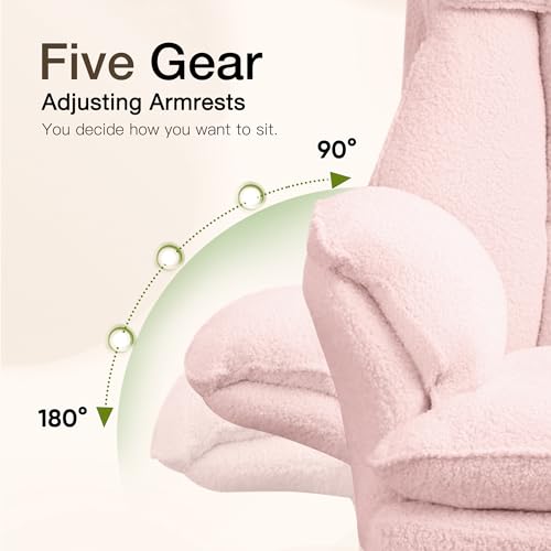JOMEED Cloud Cross Legged Office Chair with Footrest,Flip Armrest,Pink - color: Pink