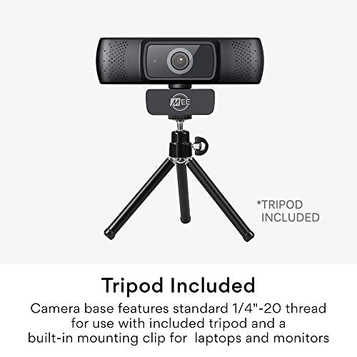 MEE Audio 201W 1080p HD Webcam with Mini Tripod, Wide Angle Lens, Microphone, Autofocus, Low Light Correction for Zoom Video Calling; USB Streaming Web Camera for Computer PC Mac Laptop Desktop - style: 1080p Wide Angle & Tripod