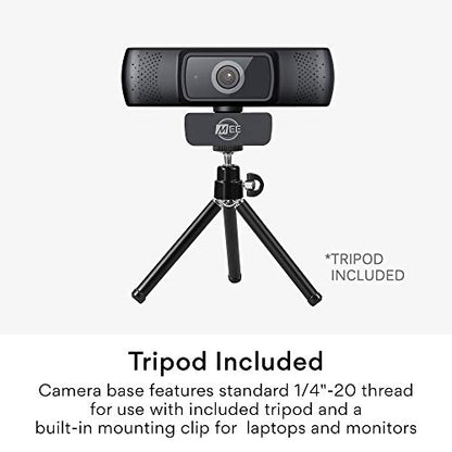 MEE Audio 201W 1080p HD Webcam with Mini Tripod, Wide Angle Lens, Microphone, Autofocus, Low Light Correction for Zoom Video Calling; USB Streaming Web Camera for Computer PC Mac Laptop Desktop - style: 1080p Wide Angle & Tripod