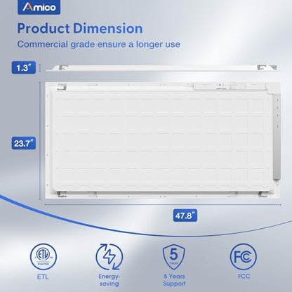 Amico 8Pack 2x4 LED Flat Panel Light with Emergency Battery Backup, ETL/FCC