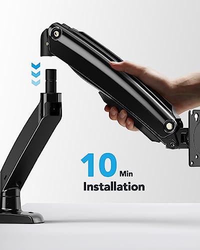 HUANUO Single Monitor Arm for 13-49 inch Screens, Ultrawide Computer Monitor Mount Holds 26.48 lbs, Upgraded Adjustable Stand with USB, C-Clamp & Grommet Base, VESA 75x75 or 100x100mm
