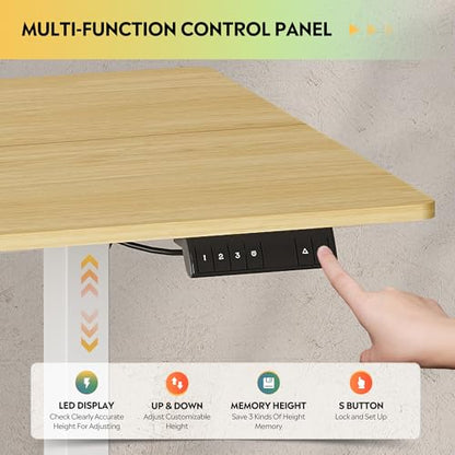DEVAISE 63 Inch Standing Desk with Split Top, Computer Desk, Maple - color: Maple, size: 63 Inch