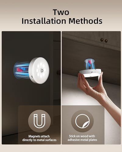 EZVALO RGB Under Cabinet Puck Lights with Remote, Motion Sensor Lights - color: White