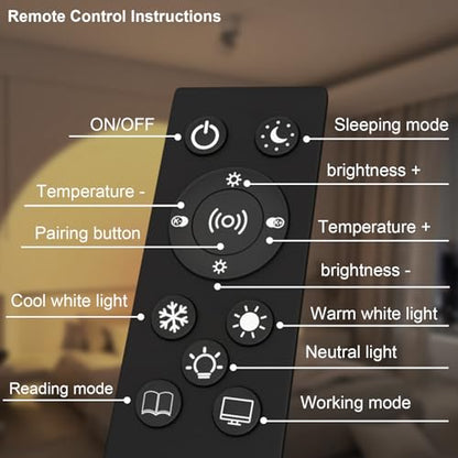 Black Floor Lamp for Office and Living Room, with 3 Rotatable LED Lights, Magnetic Remote, 5 Color Temp - color: Black