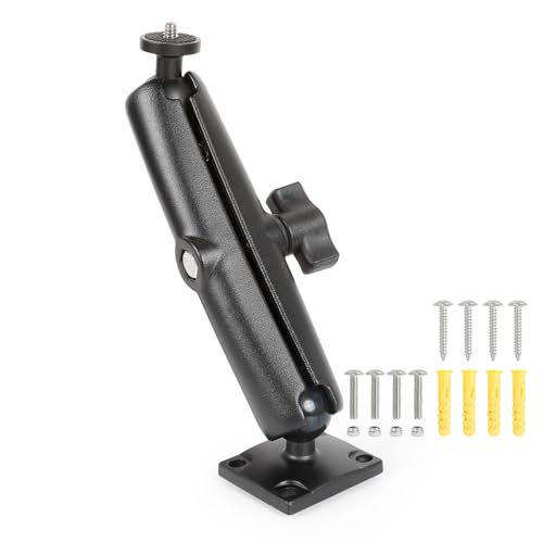 Heavy-Duty Trail Camera Wall/Desktop Mount with 1/4"-20 Thread, Aluminum Long Arm, Dual 1" Ball Heads, Compatible with DSLR, CCTV, Video Wall Monitors, Lights, Microphones - style: w 5.91" Arm
