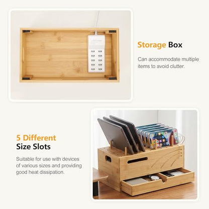 Homde Office Charging Station Organizer: 2 Layer Charger Holder (Natural) - color: Natural