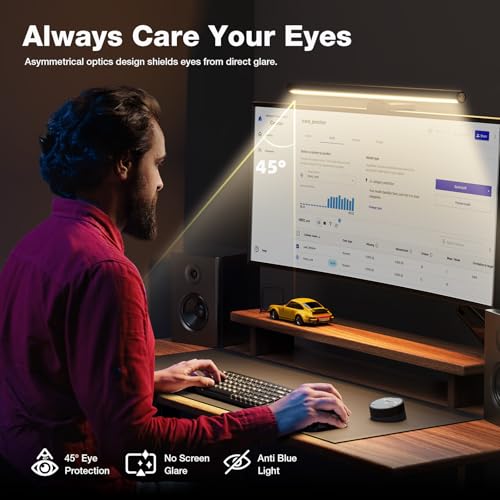 Douxlife Monitor Light Bar, Eye-Care Computer Monitor Lamp | Wireless Remote & Touch Control, Asymmetrical Optical Design, Stepless Dimming Screenbar for Home Office Gaming, Black - color: Black