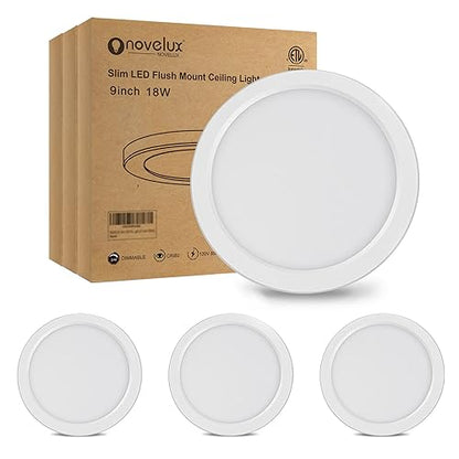 ETL Certified 9 inch LED Ceiling Light Flush Mount, Ultra Slim 0.63" Thick Round Flat Panel Ceiling Lamps 3 Pack 5000K Daylight White Dimmable Ceiling Light for Bedroom, Bathroom, Closet - size: 9 inch-3 Pack