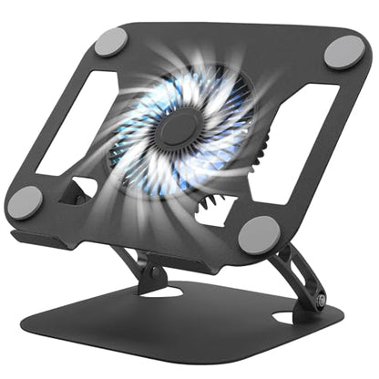 SHUWEI Laptop Stand with Fan, Height/Angle Adj fits 16" Laptop, Black - color: Black, size: For 16" Laptop & No 360°Rotation
