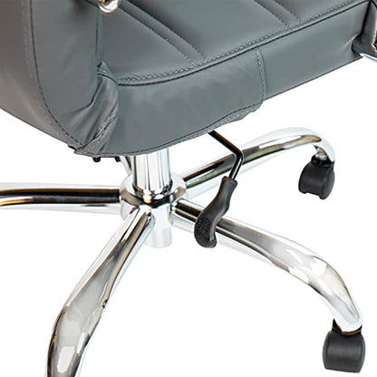Flash Furniture Mid-Back LeatherSoft Executive Office Chair, Gray/Chrome - color: Gray/Chrome Frame