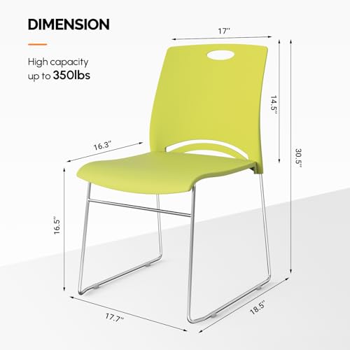 VINGLI Stacking Chairs Set of 12 Stackable Office Chairs with Metal Sled Base, Ergonomic Plastic Seat, Stacking Chairs for Waiting Room Break Room Banquet Guest, Green - color: Green, size: 12 Pack