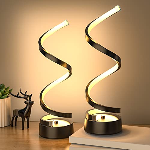 NUÜR Table Lamps for Living Room Set of 2, Black Dimmable LED Lamp, Small Bedside Lamps, Nightstand Lamp for Bedroom Office Home Living Room - color: Black 2 Pack