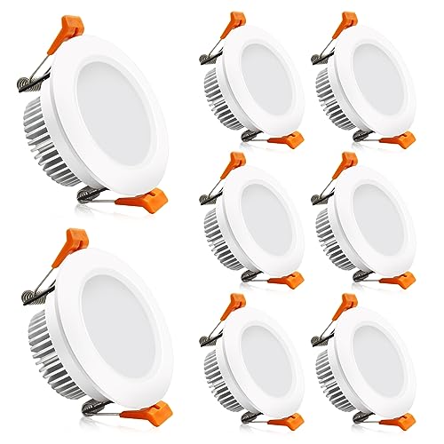 2 Inch LED Downlight, Recessed Lighting Dimmable Ceiling Light, 3W, 3000K Warm White, CRI80 with LED Driver(35W Halogen Equivalent), 8 Pack - color: Warm White, size: White/8 Pack