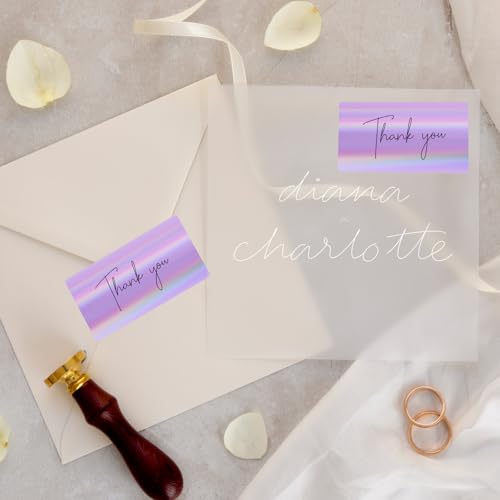 2x4 Inch Holographic Thermal Labels, Purple Direct Thermal Stickers Label, Self-Adhesive Glitter Thermals Printer Sticker Labels, Perforation Line Design- 200Pcs/1 Roll - color: Holographic Purple, size: 2*4 inch