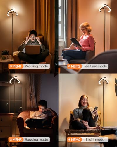 Brown Floor Lamp, Modern Stepless Dimmable Standing Lamp with Remote Control, 22W 3000-6000K LED Rotatable Floor Light Uplighter Stand up Lamp Tall Lamp for Living Room Bedroom Office - color: Brown