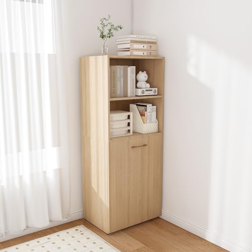 Light Wood Small Folding Desk with Storage Shelves & Bookcase(Natural.) | Expandable Hidden Computer Desk, Space-Saving Pull Out Murphy Table, Writing Table with Wheels for Home Office Bedroom - color: Natural Wood.