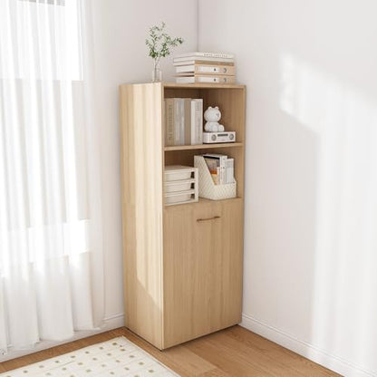 Light Wood Small Folding Desk with Storage Shelves & Bookcase(Natural.) | Expandable Hidden Computer Desk, Space-Saving Pull Out Murphy Table, Writing Table with Wheels for Home Office Bedroom - color: Natural Wood.