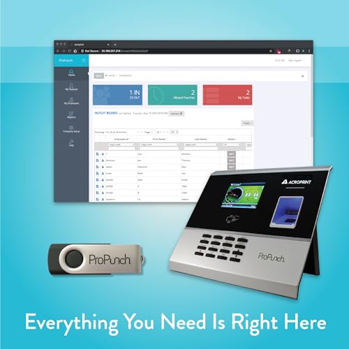 Acroprint ProPunch Time Clock System for Employees – Biometric Fingerprint Time Clock for Small Business, No Monthly Fees, Advanced Time Card Machine with Employee Time Tracker