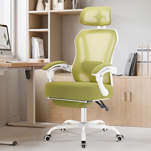 Ergonomic Office Chair with Footrest,Ultra Thick Desk Chair,Green - color: Green