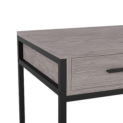 Martha Stewart Ollie Home Office Desk with 3 Drawers in Gray Wood Grain with Oil Rubbed Bronze Hardware - color: Gray Top/Oil Rubbed Bronze Frame