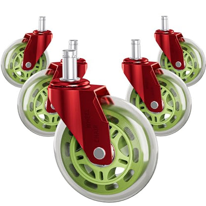 Office Chair Wheels Replacement Rubber Chair Casters Heavy Duty - color: Reds