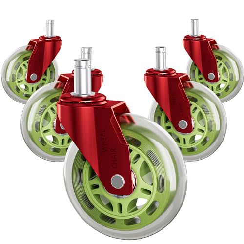Office Chair Wheels Replacement Rubber Chair Casters Heavy Duty - color: Reds