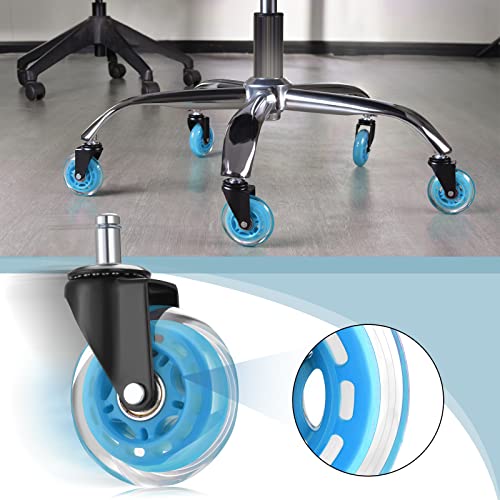 Hivexagon Office Chair Caster Wheels Replacement Set of 5, Heavy Duty Universal Quiet Rolling Casters 3 inch Fit Standard Office Chair for Hardwood Floors, Tiles and Carpet (Blue) - style: U-HG629B