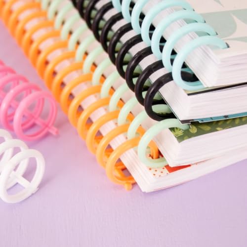 Craftelier - Click Binding Spines 6-Pack, 3:1 Pitch, Harmony Tones | Trimmable 11 in length, 0.75 in diameter, for A4 to A7 and US letter, light green, white and pink colors - color: 19 Mm Binding Spines Light Green, White and Pink