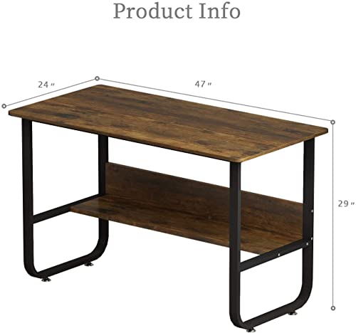 Study Computer Desk, Modern Economic Writing Table for Home, U Shape Modern Sturdy Stable Work Study Workstation Table for Home Office (Antiquewalnut) - color: Antiquewalnut