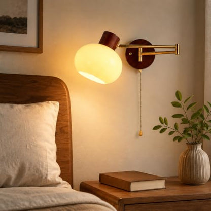 KCO Lighting Modern Brass Glass Globe Swing Arm Pull Chain Wall Sconce - color: 18cm Yellow