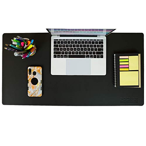 POCHAR Vegan Leather Desk Mat 31" x 16" - Desk Pad Protector for Desktop - color: Black