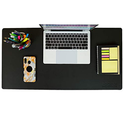 POCHAR Vegan Leather Desk Mat 31" x 16" - Desk Pad Protector for Desktop - color: Black