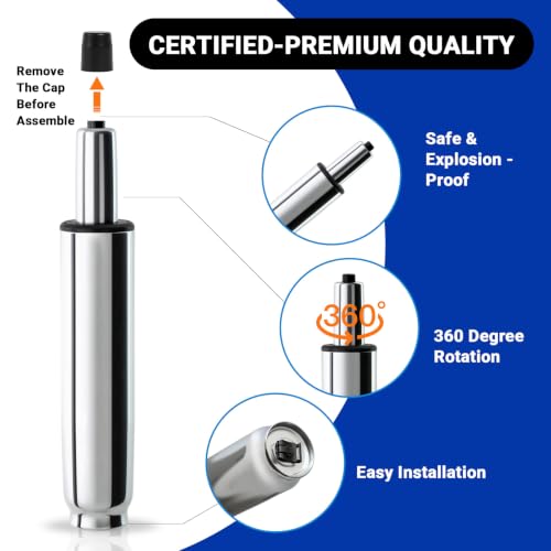 10-14 Inches Office Chair Cylinder Replacement, TOP-Activated - color: Polished Steel, size: 3.9‘’ Height Range
