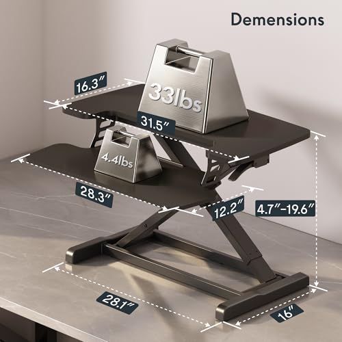 FLEXISPOT 32" Standing Desk Converter, Black - color: Black, size: 32"