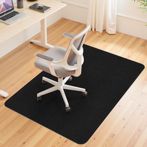Wansimoo Office Chair Mat for Hardwood and Tile Floor, 36"x48" Floor Mat, Heavy Duty Computer Gaming Chair Mat, Anti-Slip, Non- Curve, Desk Chair Mat, Floor Protector for Home Office(Black) - color: Black, size: 36*48''